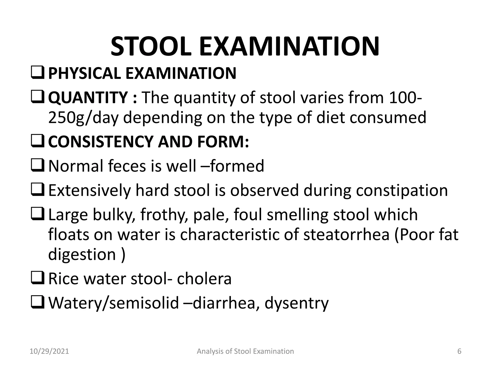 Stool examination PPT