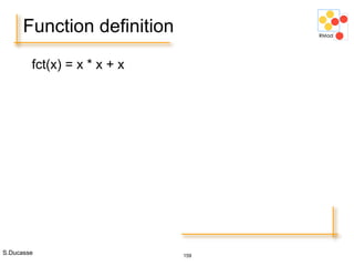S.Ducasse 159
Function definition
fct(x) = x * x + x
 