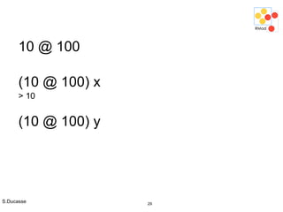 S.Ducasse 29
10 @ 100
(10 @ 100) x
> 10
(10 @ 100) y
 