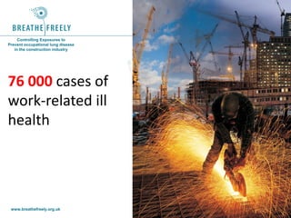 www.breathefreely.org.uk www.bohs.org
Controlling Exposures to
Prevent occupational lung disease
in the construction industry
76 000 cases of
work-related ill
health
 