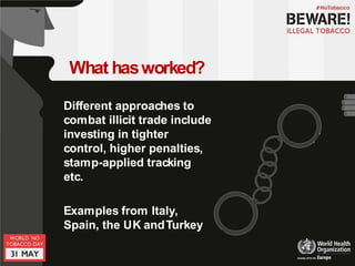 Illicit Example Presentation: Stop illicit trade of tobacco | PDF