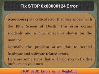 STOP BSOD Errors using RegInOut
 