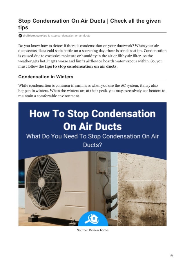 Stop condensation on air ducts check all the given tips