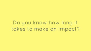 Do you know how long it
takes to make an impact?
 