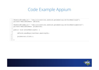 Code Example Appium
 