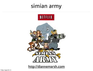simian army
http://diannemarsh.com
Friday, August 23, 13
 