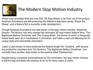 The Modern Stop Motion Industry
Whilst most animated films are now CGI, 3D Stop Motion is far from out of the picture.
Aar...