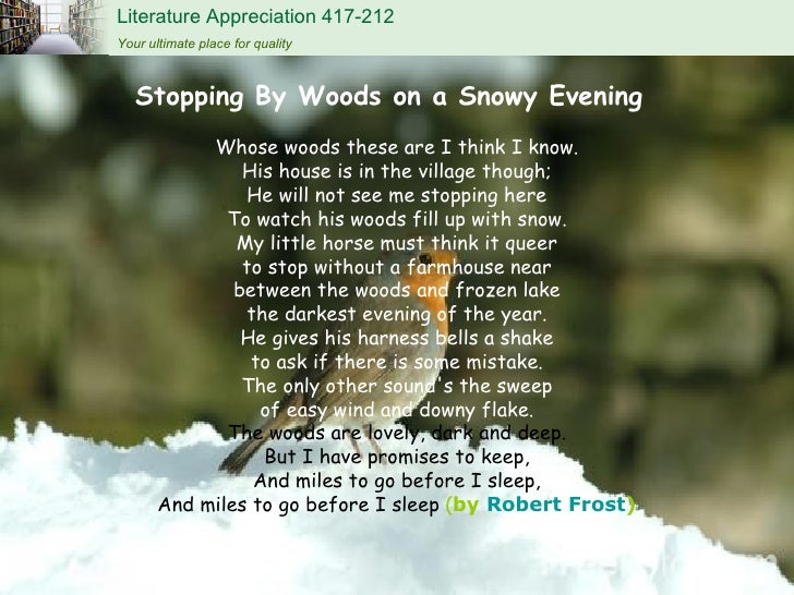 Stopping by woods on a snowy evening essay