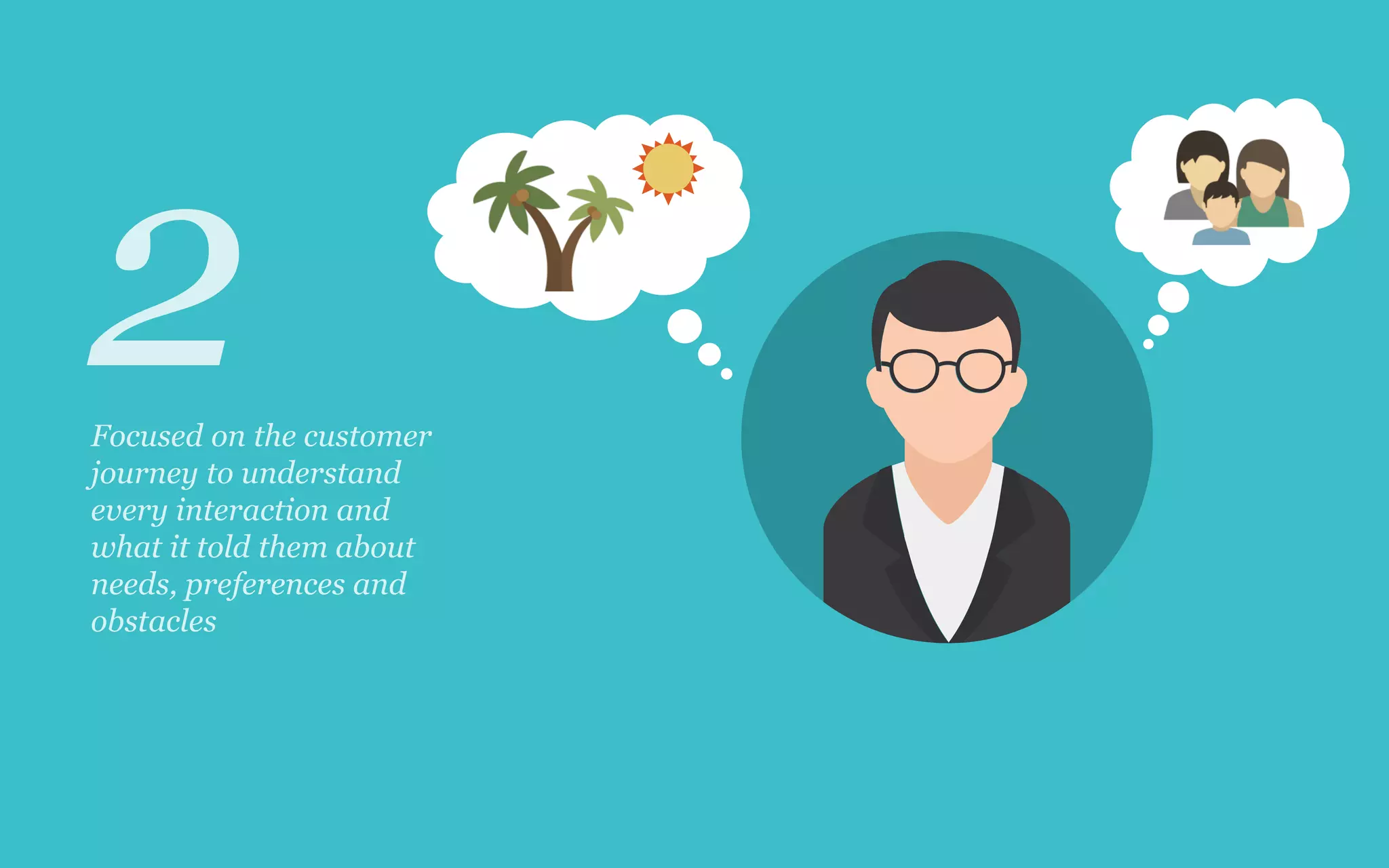 2Focused on the customer
journey to understand
every interaction and
what it told them about
needs, preferences and
obstacles
 