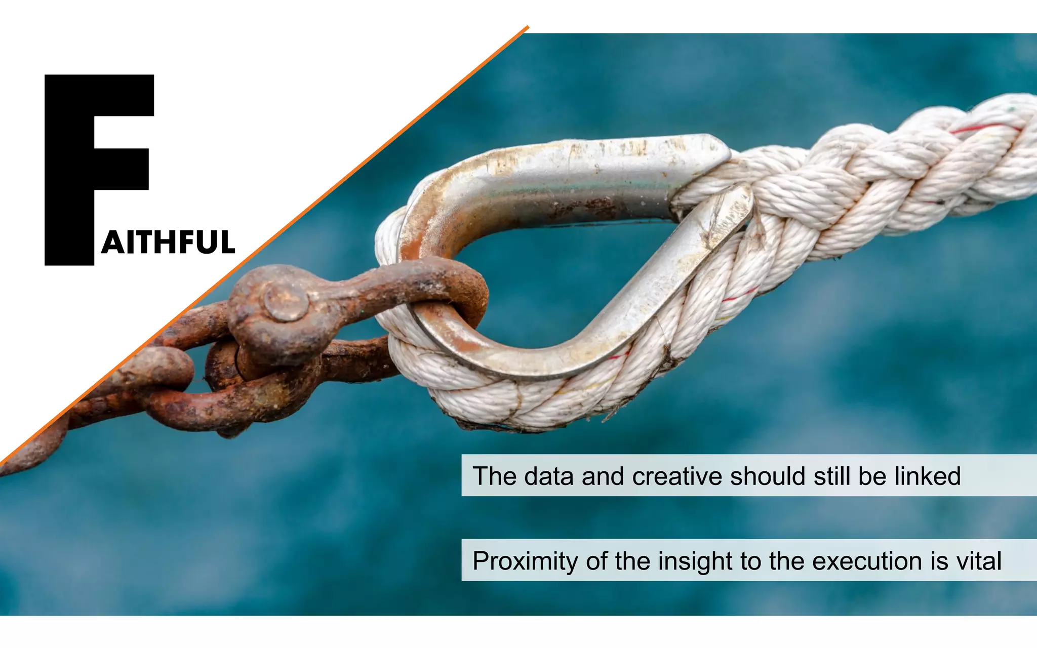 FAITHFUL
The data and creative should still be linked
Proximity of the insight to the execution is vital
 