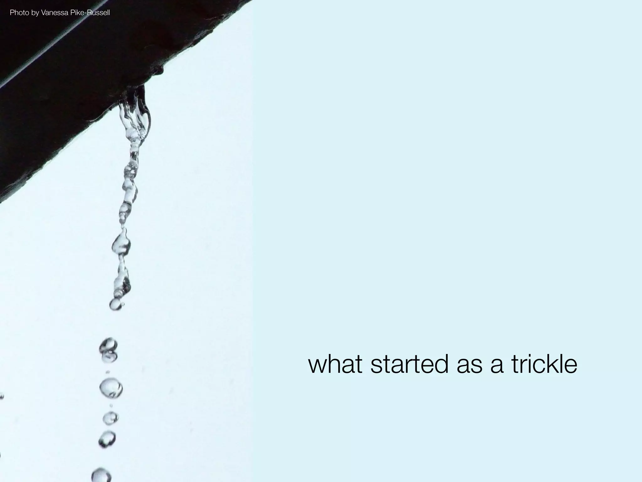 Photo by Vanessa Pike-Russell




                                what started as a trickle
 