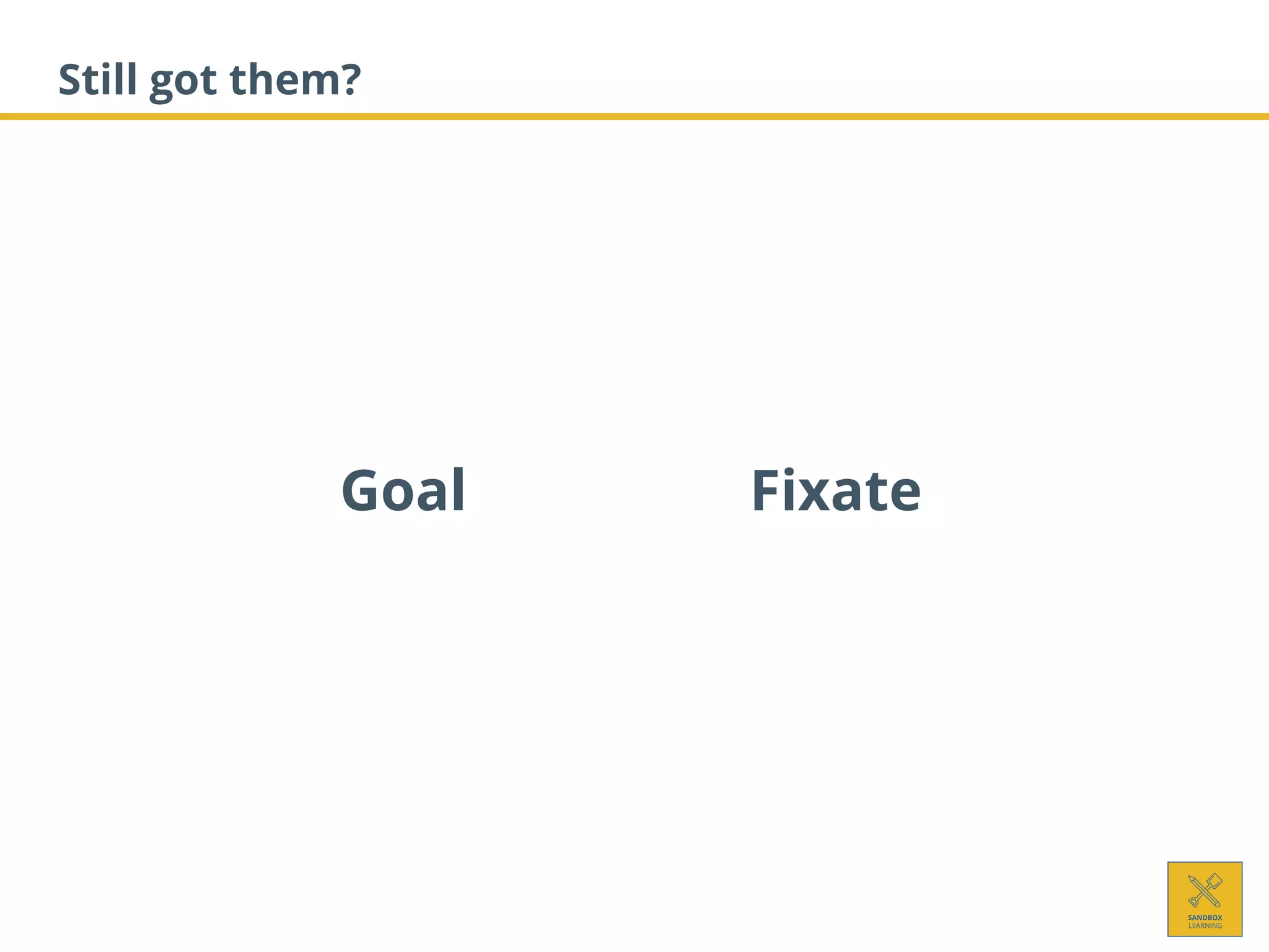 Still got them?
Goal Fixate
 