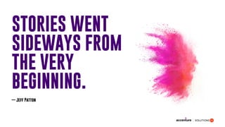 STORIES WENT
SIDEWAYS FROM
THE VERY
BEGINNING.
— Jeff Patton
 