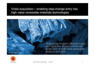 Virdia acquisition – enabling step-change entry into
high value renewable materials technologies
Stora Enso Q2 2014 Financial Results 821 July 2014
 