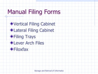 Storage And Retrieval Of Information | PPT