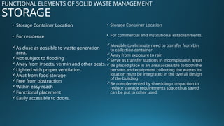 STORAGE (SECOND FUNCTIONAL ELEMENT OF SOLID WASTE MANAGEMENT.pptx