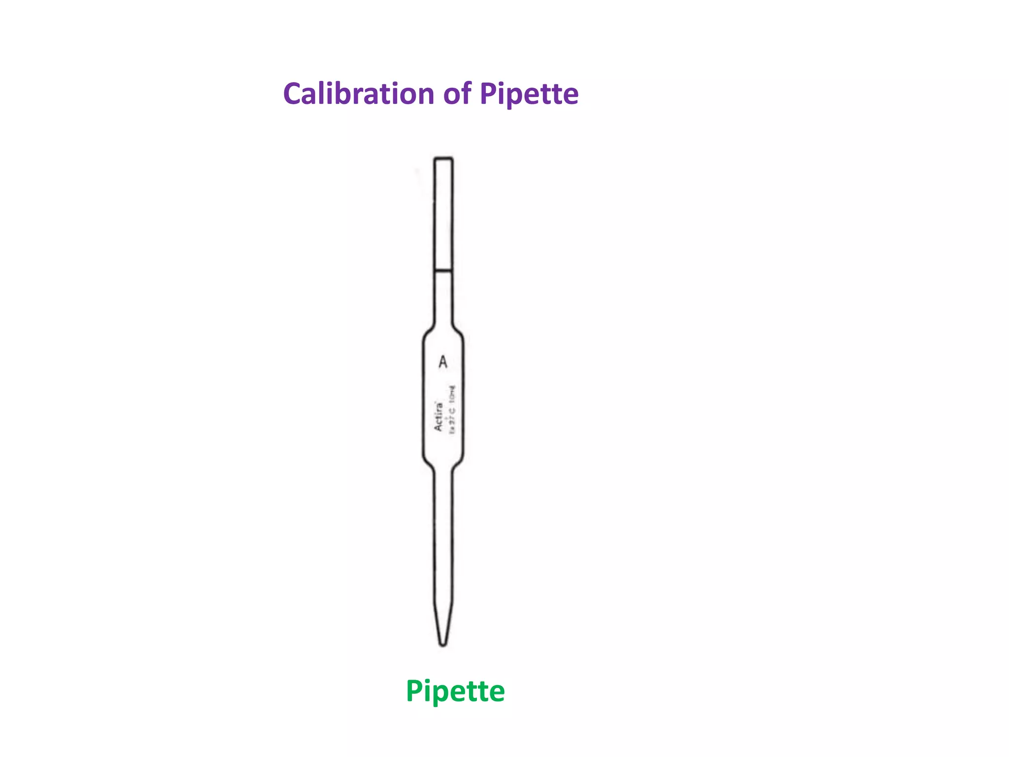 Pipette
Calibration of Pipette
 