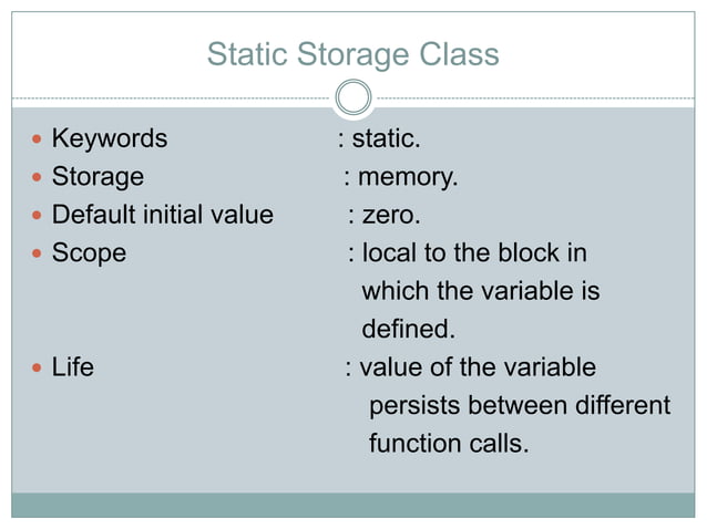 Storage class in C Language | PPTX