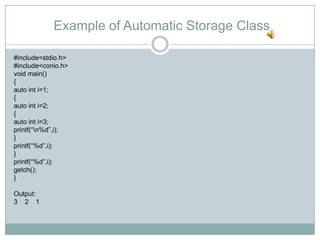 Storage class in C Language | PPTX