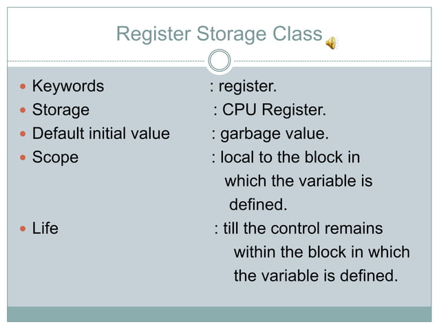 Storage class in C Language | PPTX