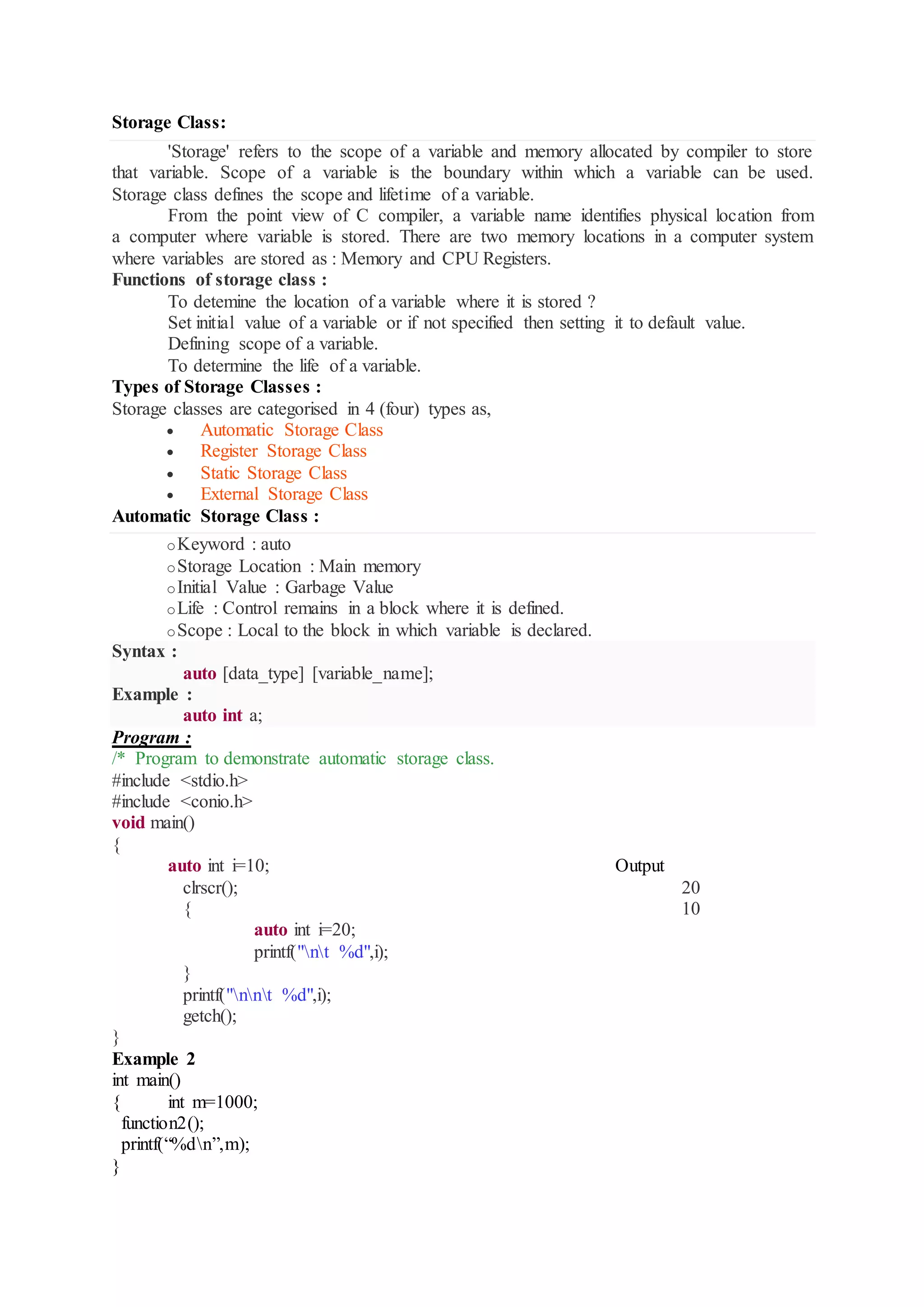 Storage class | DOCX