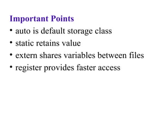 Comprehensive Guide to Storage Classes in C Programming Language | PPTX