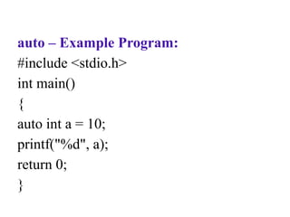 Comprehensive Guide to Storage Classes in C Programming Language | PPTX