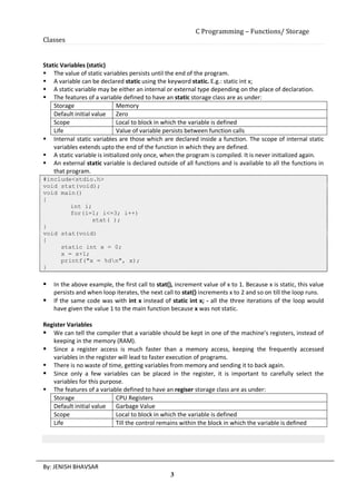 Storage classes arrays & functions in C Language | PDF