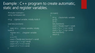 Storage classes in c++ | PPT