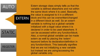 Storage classes | PPTX | Programming Languages | Computing