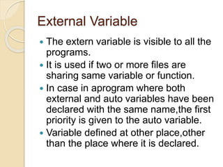 Storage classes in c language | PPTX