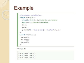 Storage classes in c language | PPTX