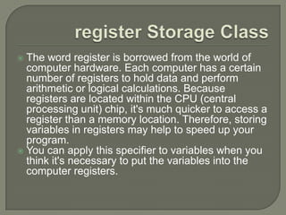 Storage Class Specifiers | PPTX