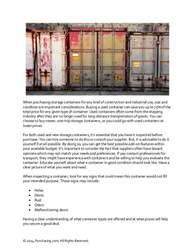 Storage Container Purchasing Guide