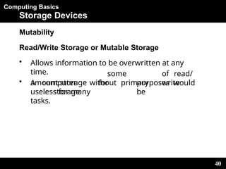 Comprehensive Overview of Computer Storage Devices and Their Types | PPTX