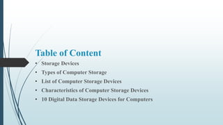 Computer Storage Devices List