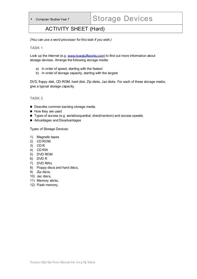 Storage devices homework (hard)