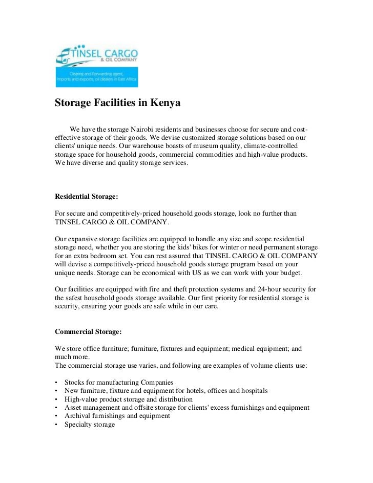 Storage facilities in kenya