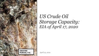 US Crude Oil
Storage Capacity:
EIA of April 17, 2020
April 23, 2019
 