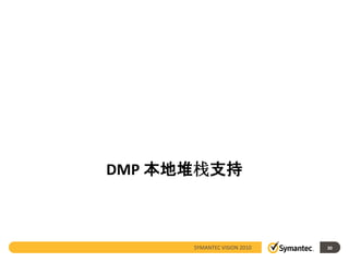 DMP 本地堆栈支持



      SYMANTEC VISION 2010   30
 