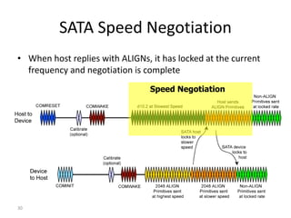 30
SATA Speed Negotiation
• When host replies with ALIGNs, it has locked at the current
frequency and negotiation is complete
Speed Negotiation
 