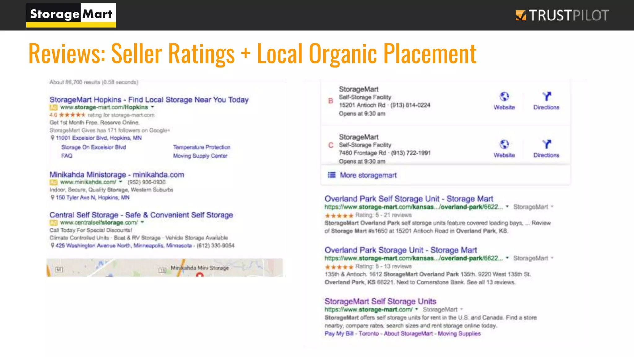Reviews: Seller Ratings + Local Organic Placement
 