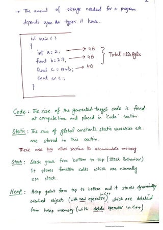 Storage organization and stack allocation of space | PDF