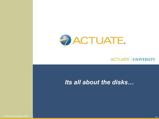 14
© Actuate Corporation 2004
Its all about the disks…
 