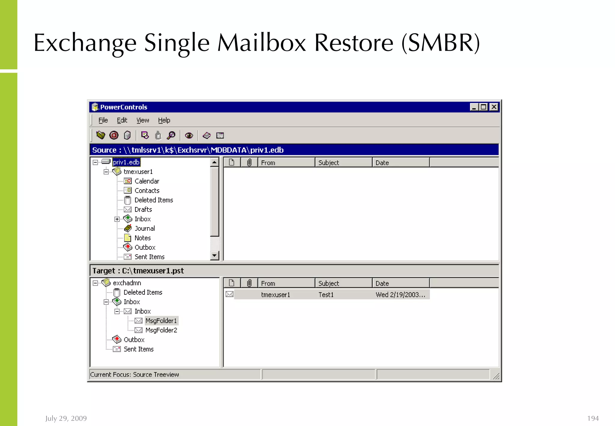 Exchange Single Mailbox Restore (SMBR) 