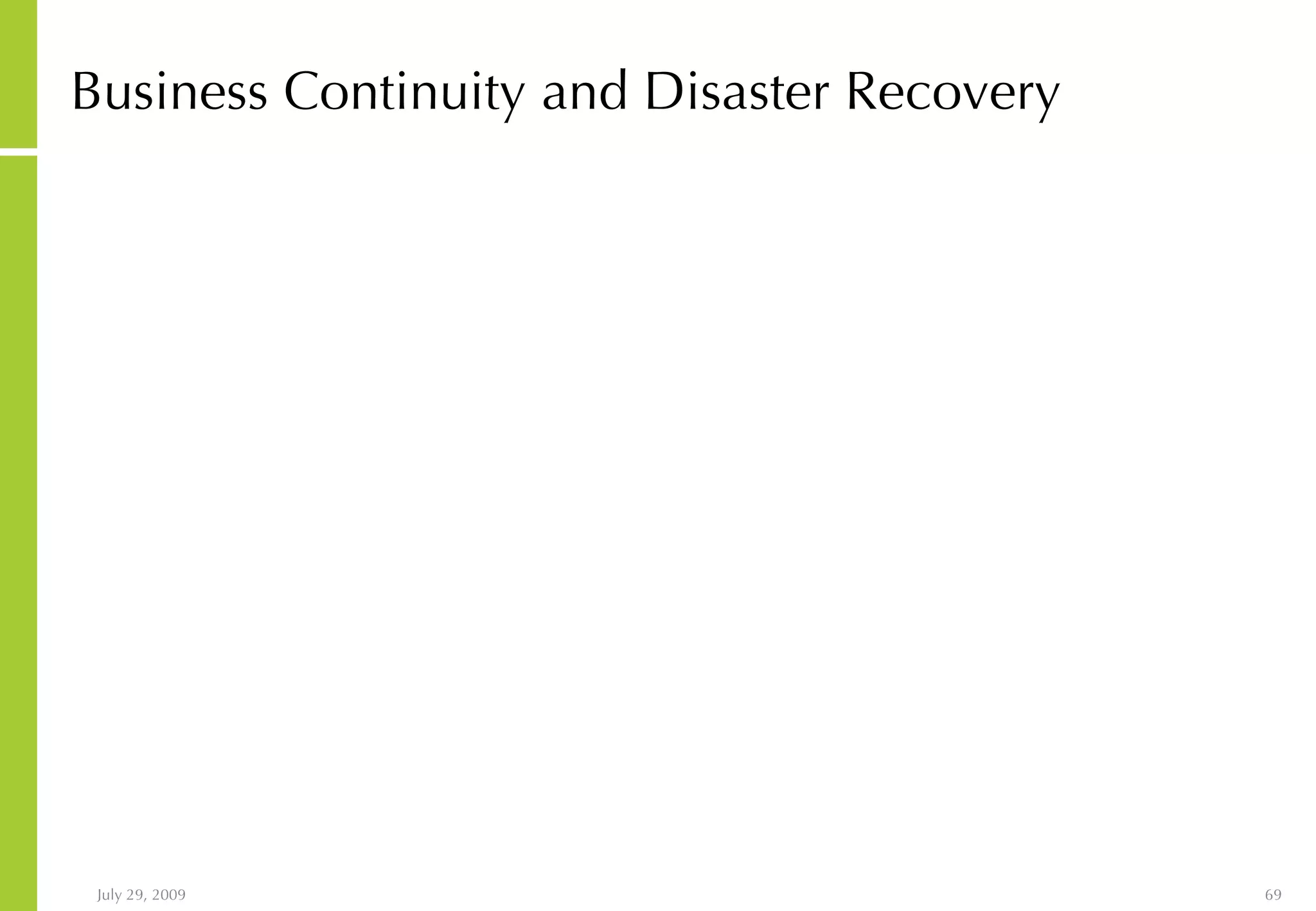 Business Continuity and Disaster Recovery 