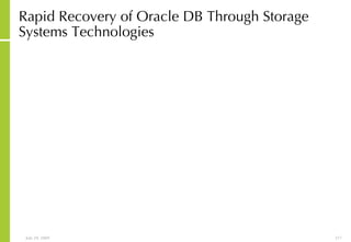 Rapid Recovery of Oracle DB Through Storage Systems Technologies 