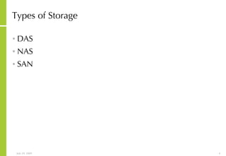 Types of Storage DAS NAS SAN 