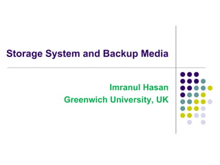 Storage System and Backup Media
Imranul Hasan
Greenwich University, UK
 