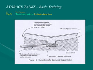 STORAGE TANKS – Basic Training
2.4 Tank Foundation
2.4.3 Tank foundations for leak detection
 